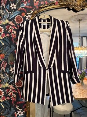 Alice and Olivia striped blazer and wide leg pants